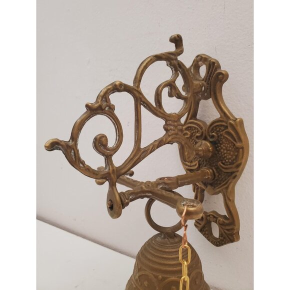 Antique bronze monastery bell doorbell with angel 1940s Vocem meam audit Qui - Picture 2 of 10
